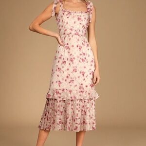 Lulu's Pink and Cream Floral Dress